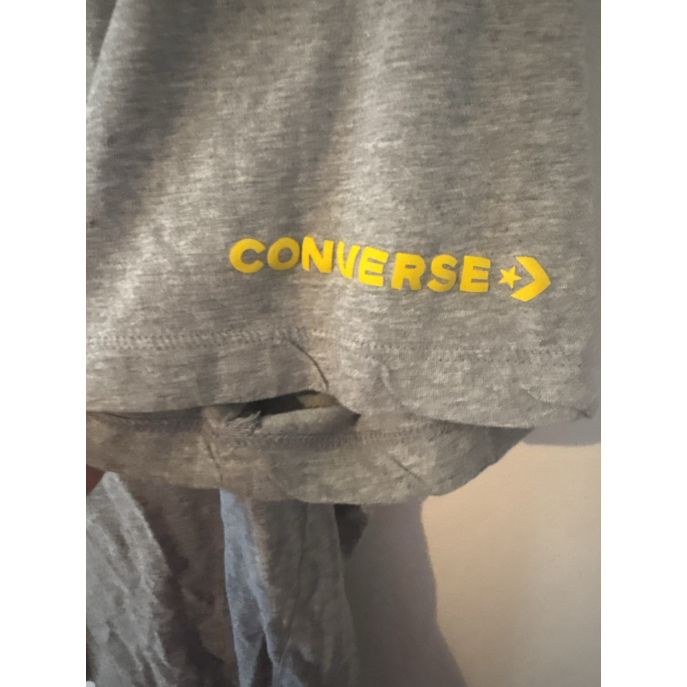 Converse Sunflower Graphic T-Shirt Womens Heather Gray Sleeve Logo Cotton L - Picture 2 of 5